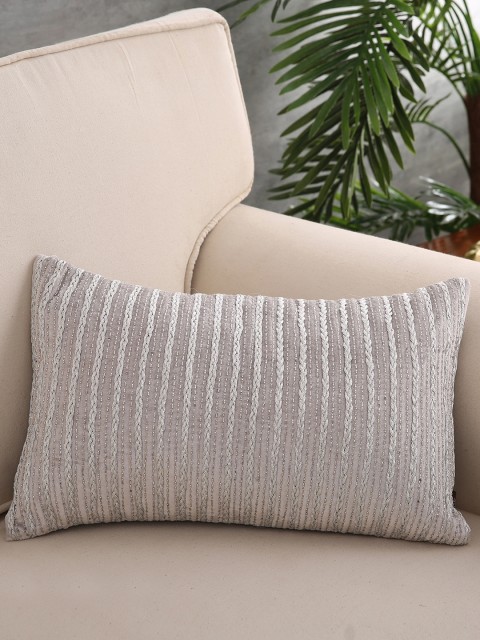 

Pure Home and Living Silver-Toned ingle Self Design Rectangle Cushion Cover
