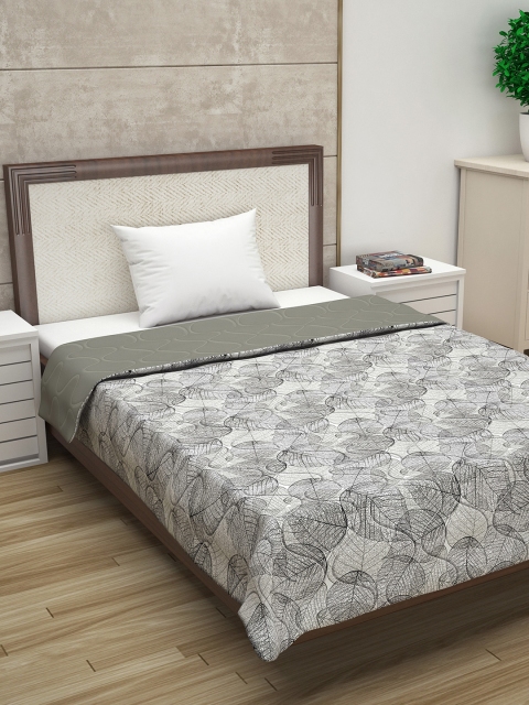 

Divine Casa Grey & Black Floral AC Room 110 GSM Single Bed Comforter