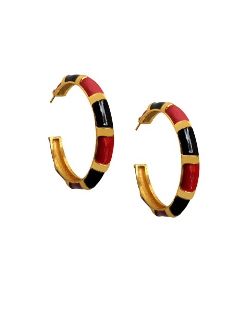 

Foxy Sperks Black & Gold-Plated Circular Half Hoop Earrings