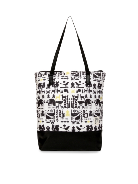 

FUKURO Black & White Printed Tote Bag
