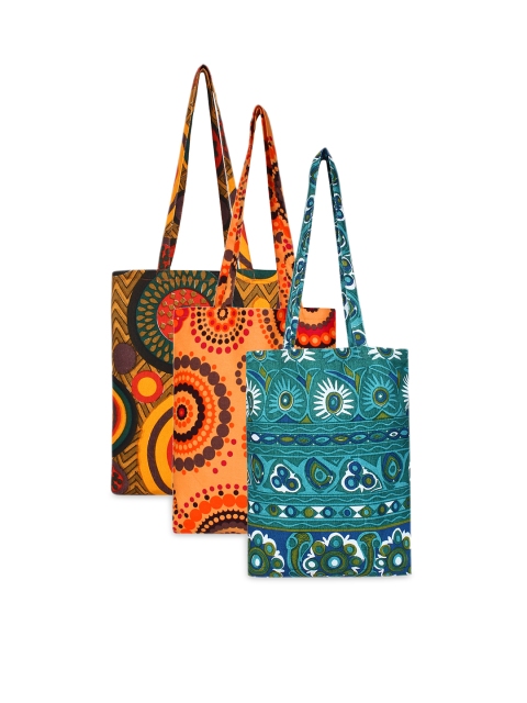 

Anekaant Pack of 3 Printed Eco-Friendly Tote Bag, Multi