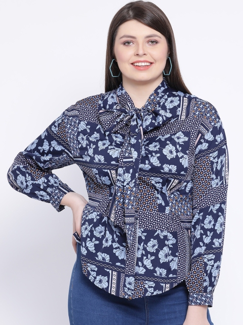 

Oxolloxo Women Navy Blue Floral Printed Top
