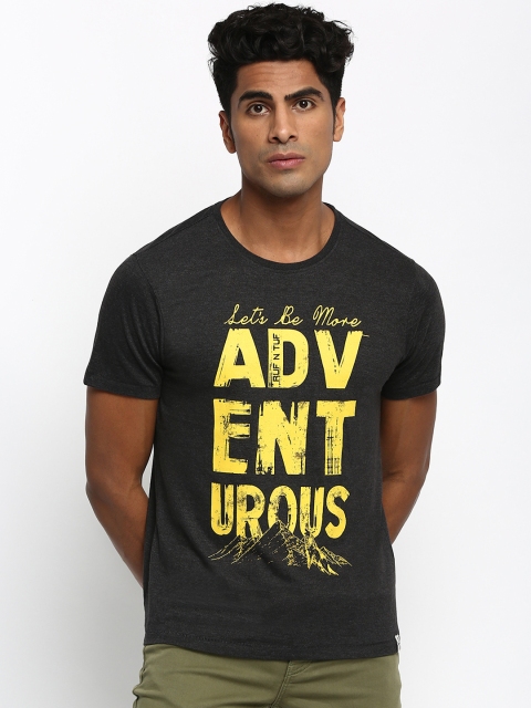 

RUF & TUF Men Black Printed Round Neck Slim Fit T-shirt