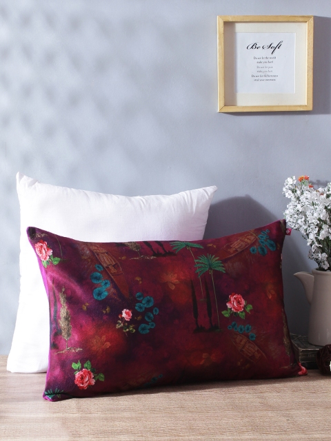 

India Circus by Krsnaa Mehta Violet Floral Rectangle Cushion Cover