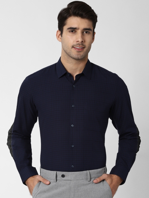 

Peter England Men Navy Blue Slim Fit Checked Formal Shirt