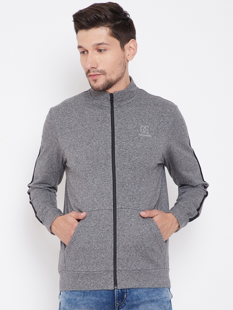 

KROSSSTITCH Men Grey Solid Antimicrobial Front-Open Sweatshirt