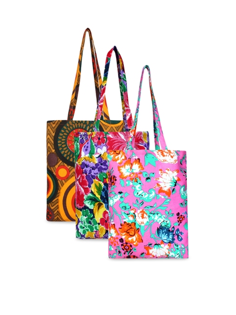 

Anekaant Pack of 3 Printed Eco-Friendly Tote Bag, Multi