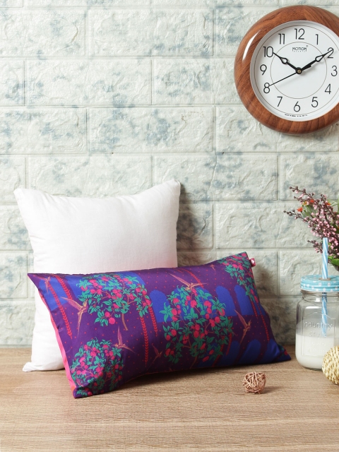 

India Circus by Krsnaa Mehta Violet Single Ethnic Motifs Rectangle Silk Cushion Cover