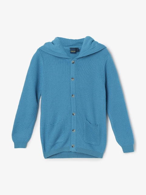 

Juniors by Lifestyle Boys Blue Solid Front-Open Hooded Sweater