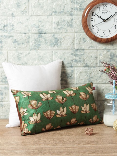 

India Circus by Krsnaa Mehta Green & Brown Floral Rectangle Cushion Cover