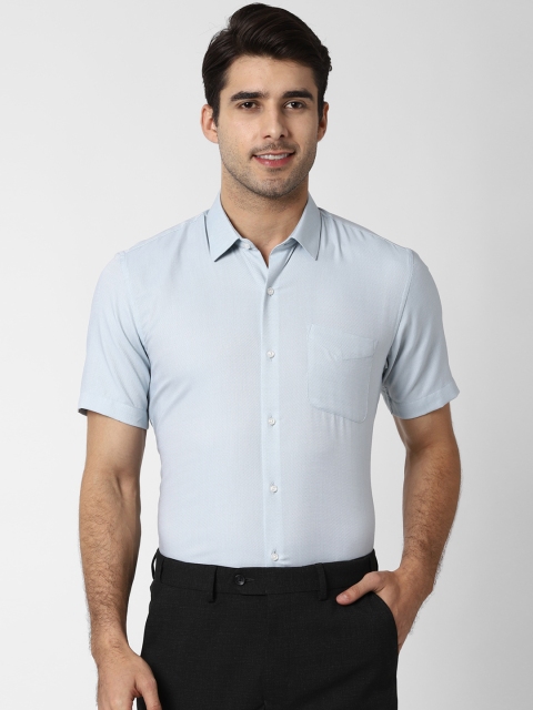 

Peter England Men Blue Regular Fit Self Design Formal Shirt