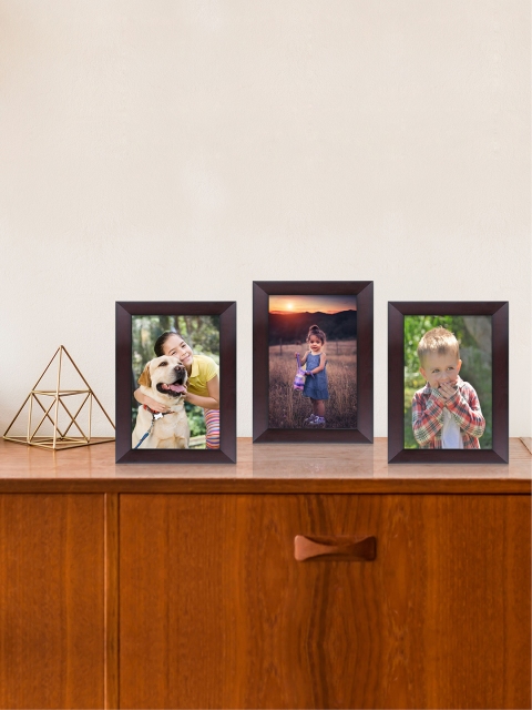 

RANDOM Set of 3 Coffee Brown Individual Table-Top Solid Photo Frames
