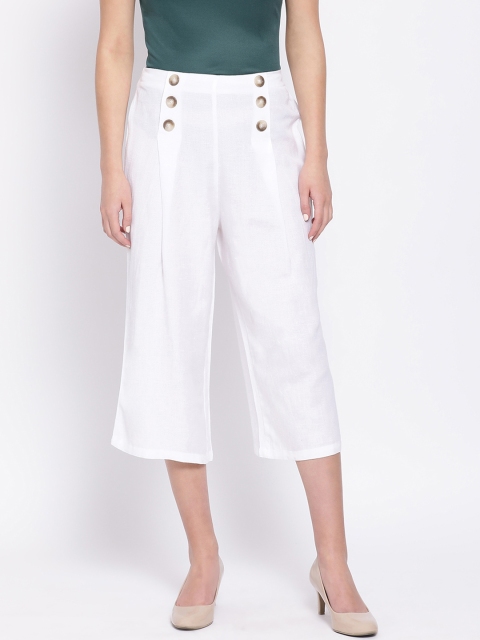 

Oxolloxo Women White Regular Fit Solid Culottes