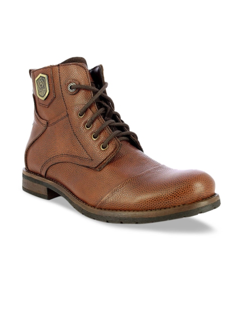 

Alberto Torresi Men Brown Solid Leather High-Top Flat Boots