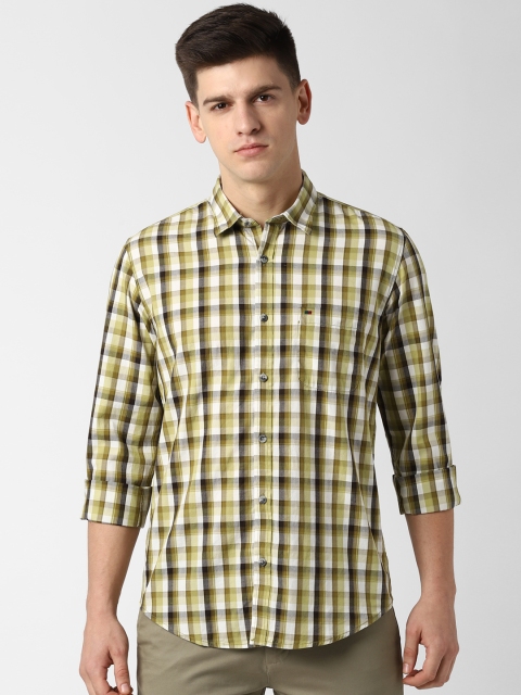 

Peter England Casuals Men Olive Green & White Slim Fit Checked Casual Shirt