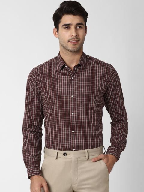 

Peter England Men Brown Regular Fit Checked Formal Shirt