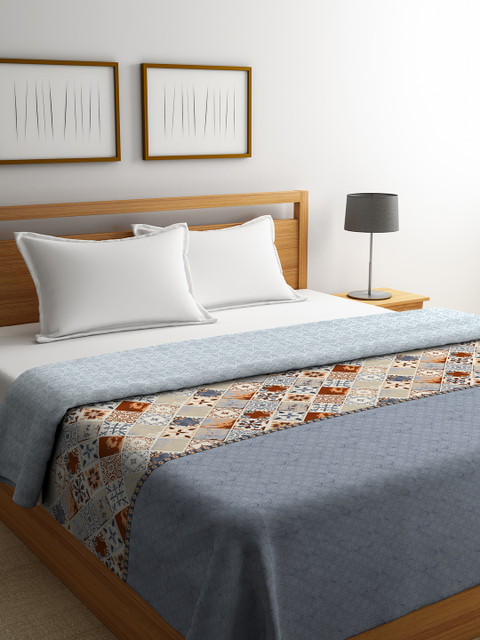 

Portico New York Blue & Grey Abstract AC Room 210 GSM Double Bed Comforter
