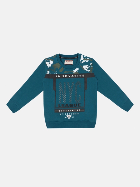 

Lil Tomatoes Boys Green & Blue Printed Sweatshirt