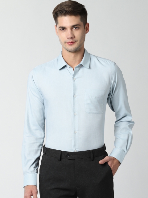 

Peter England Men Blue Regular Fit Self Design Formal Shirt