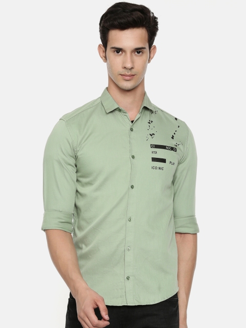 

CINOCCI Men Green Slim Fit Solid Casual Shirt
