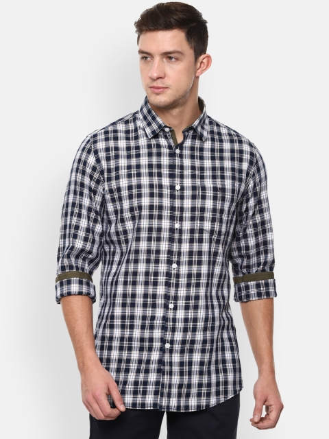 

Van Heusen Sport Men Navy Blue & White Slim Fit Checked Casual Shirt