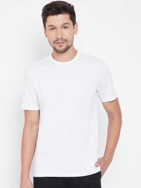 

KROSSSTITCH Men White Solid Round Neck T-shirt