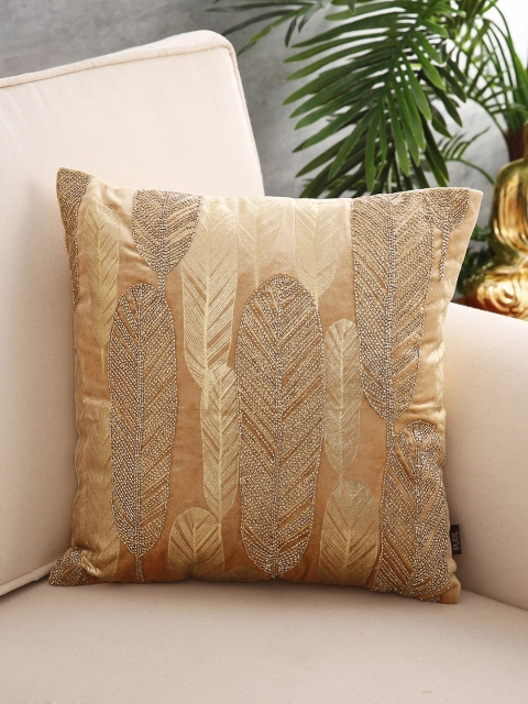 

Pure Home and Living Gold-Toned Embellished Single Fizza Cushion Cover