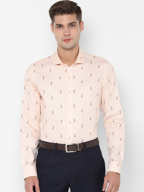 

SIMON CARTER LONDON Men Peach-Coloured & Orange Printed Slim Fit Formal Shirt