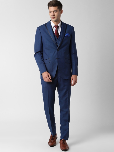 

Peter England Men Navy Blue Self-Design Single-Breasted Slim-Fit Formal Suit