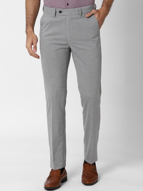 

Peter England Men Grey Self Design Slim Fit Formal Trousers