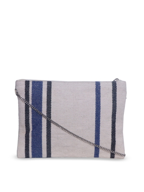

Diwaah White & Blue Striped Sling Bag