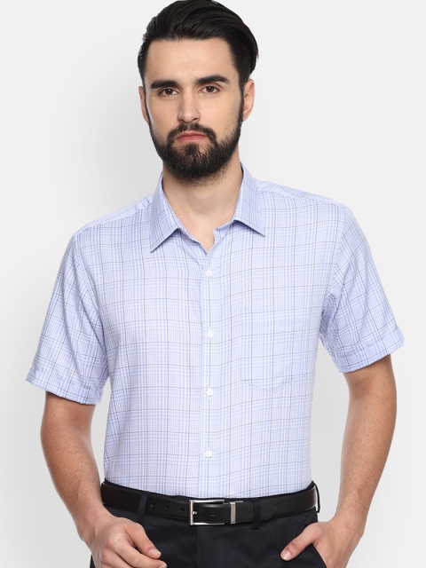

Van Heusen Men Blue Loose Fit Checked Formal Shirt