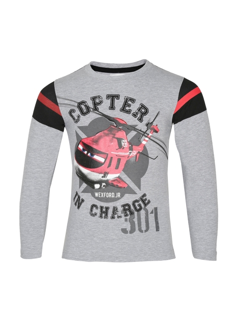 

HELLCAT Boys Grey & Red Printed Round Neck T-shirt