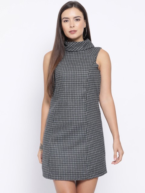 

Oxolloxo Women Blue & Green Checked Sheath Dress