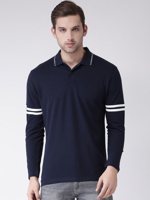 

GRIFFEL Men Navy Blue Solid Polo Collar T-shirt