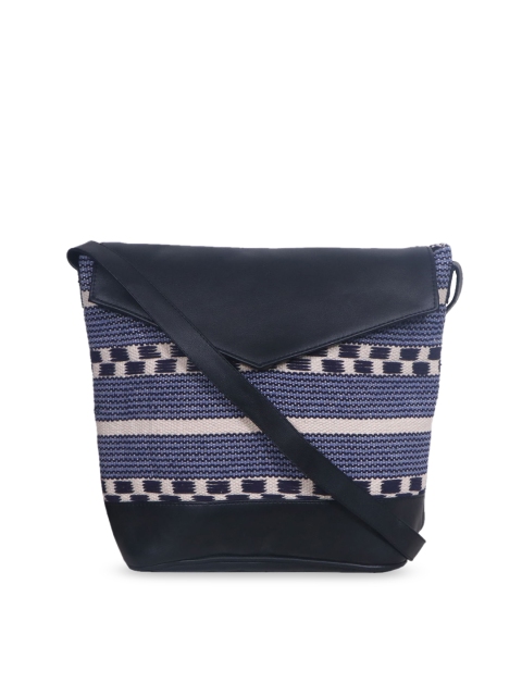 

Diwaah Blue & Black Self Design Sling Bag