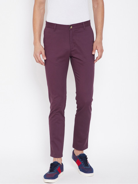 

KROSSSTITCH Men Burgundy Slim Fit Solid Chinos