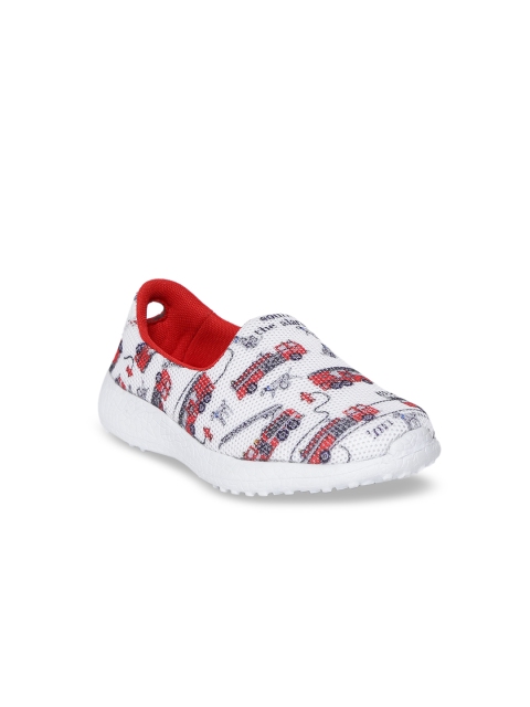 

KazarMax Kids White & Red Printed Slip-On Mesh Sneakers