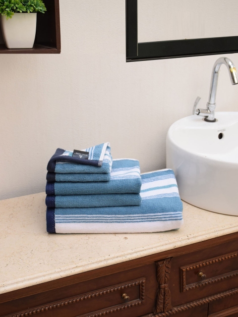 

Avira Home Set of 5 Blue & White Striped 550GSM Cotton Towels