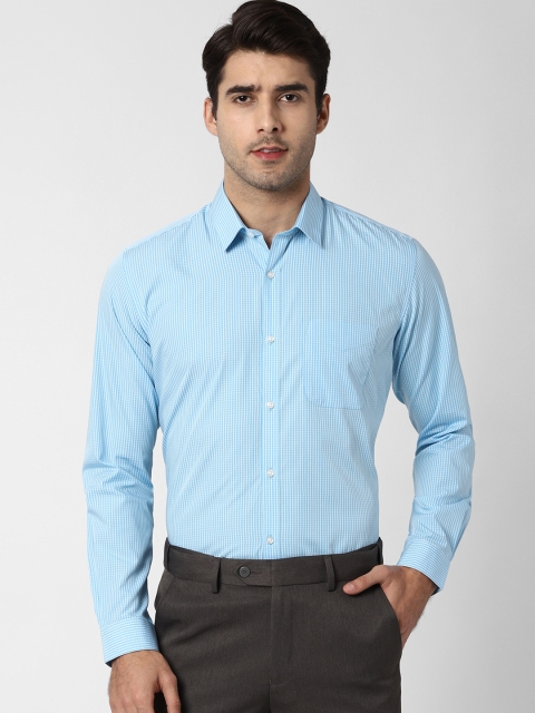 

Peter England Men Blue & White Regular Fit Checked Formal Shirt