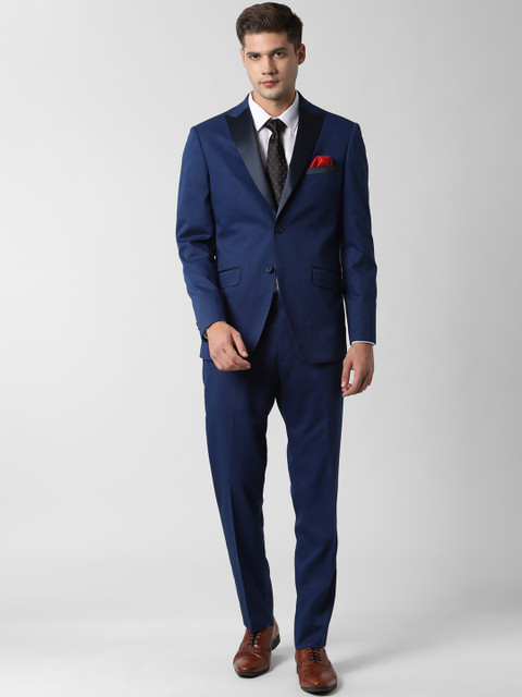 

Peter England Men Navy Blue Self-Design Single-Breasted Slim-Fit Formal Suit