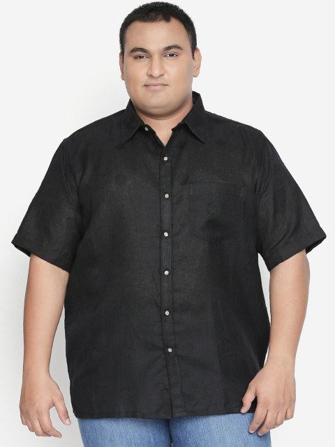 

Vivids India Men Black Comfort Regular Fit Cotton Linen Solid Casual Shirt