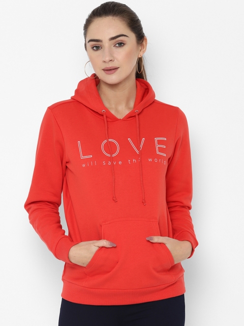 

Allen Solly Woman Women Orange Printed Hooded Sweatshirt