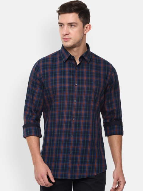 

Van Heusen Sport Men Navy Blue & Red Slim Fit Checked Casual Shirt