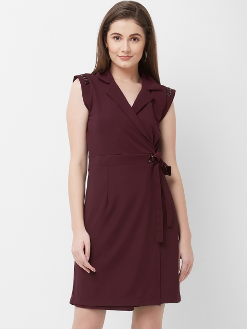 

109F Women Maroon Printed Wrap Dress