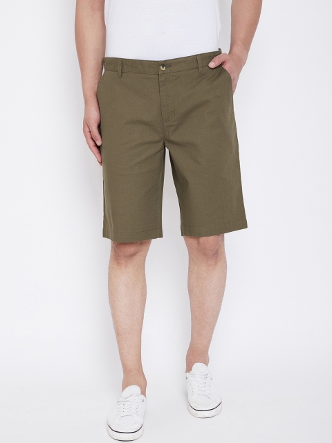 

KROSSSTITCH Men Olive Green Solid Slim Fit Chino Shorts