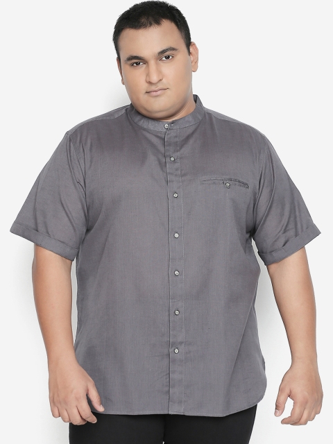 

Vivids India Men Grey Comfort Regular Fit Cotton Linen Solid Casual Shirt