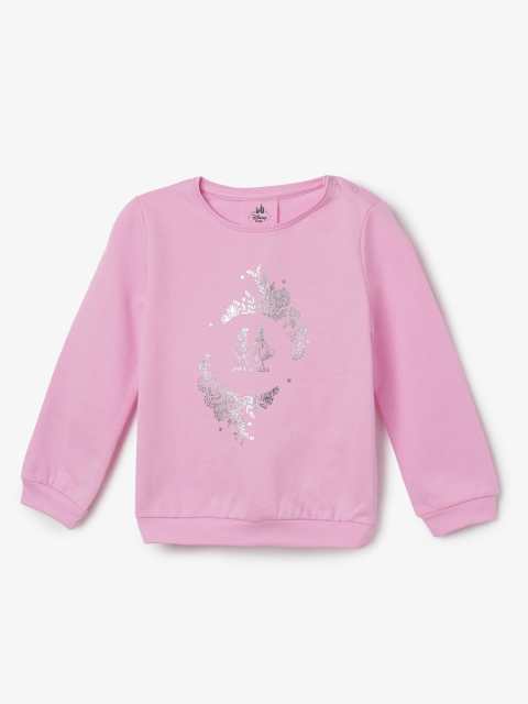 

Juniors by Lifestyle Girls Pink & Silver-Coloured Printed Sweatshirt