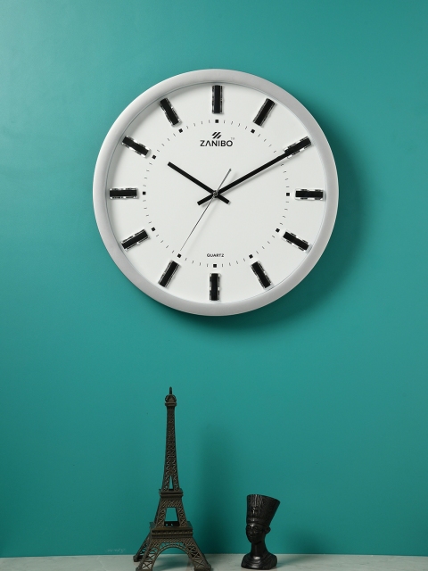 

ZANIBO White 37cm Round Solid Analogue Wall Clock