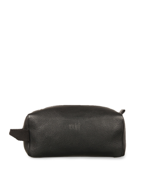 

ECHT Black Textured Leather Utility Toiletry Pouch